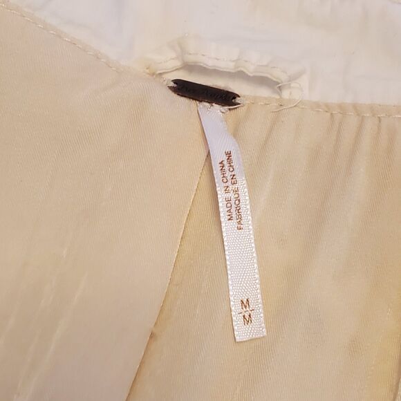 Free People Womens Cream Cotton Daisy Jane Long Sleeve Bomber Jacket Size Medium - Picture 9 of 13